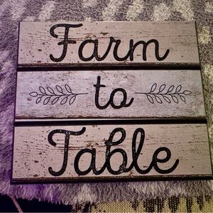 Farm to Table Rustic Wall Sign